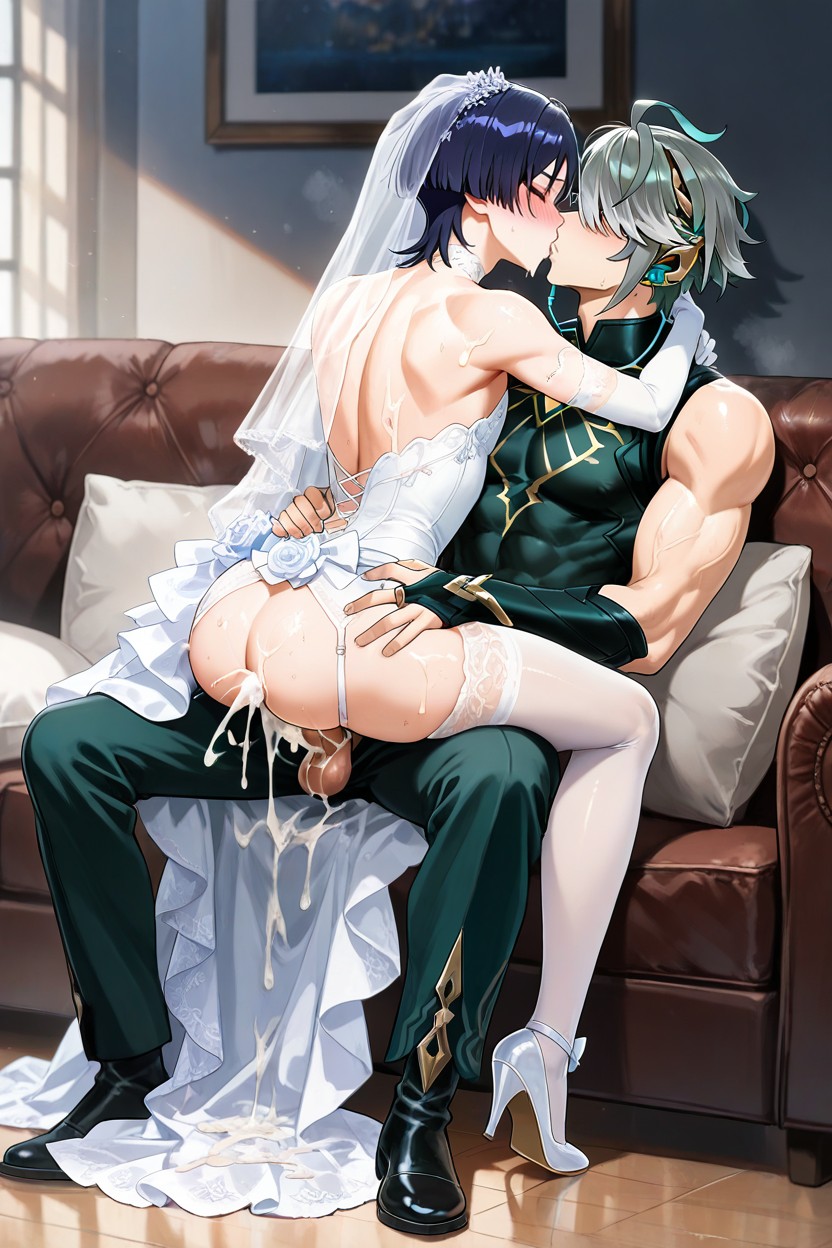 Scaramouche Pounded By Alhaitham, 18+, Pissing Hard AI Gay Porn