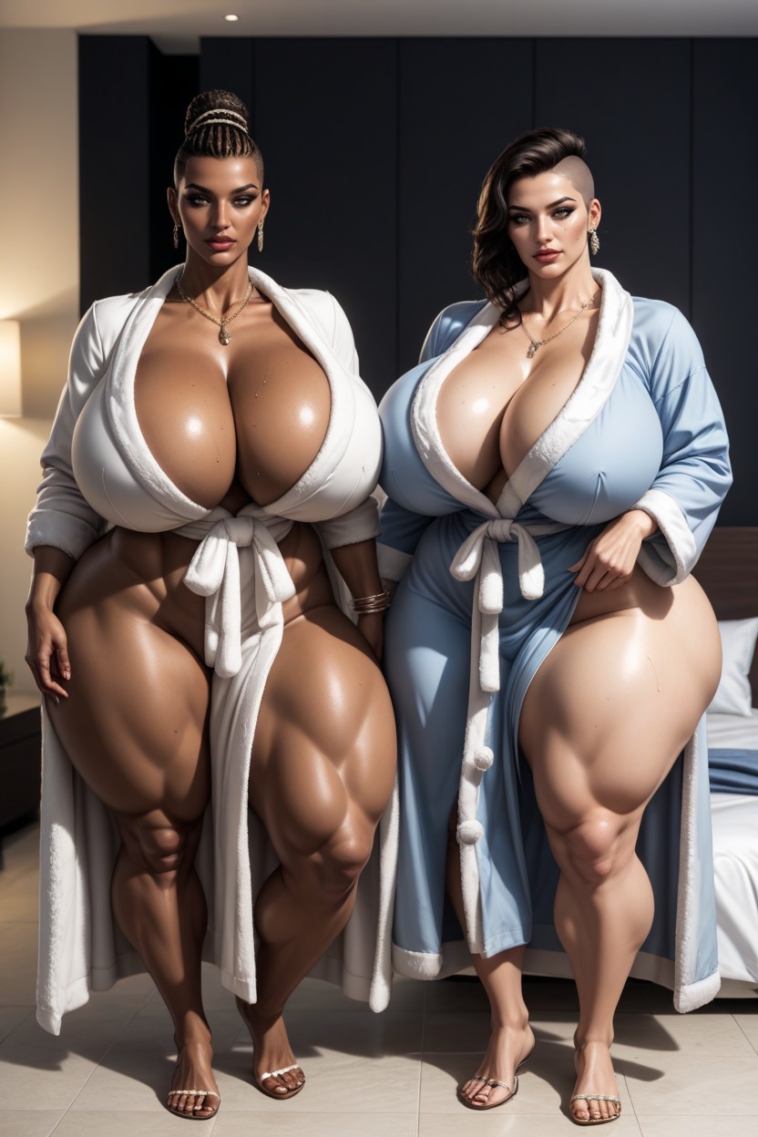 Bed, Two Women, Dark Brown Skin AI Porn