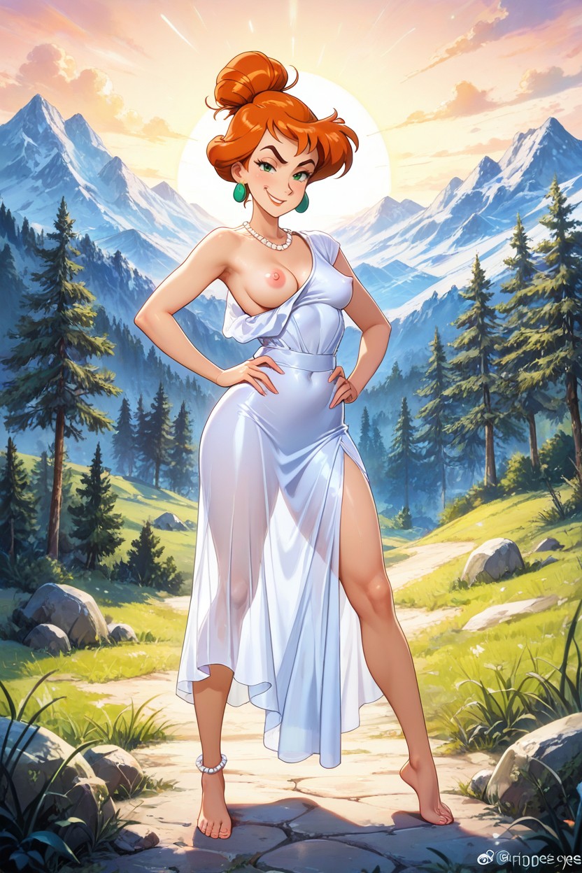 Wilma From The Flintstones, Solo, Uneven Ripped Hemline Hentai AI Porn
