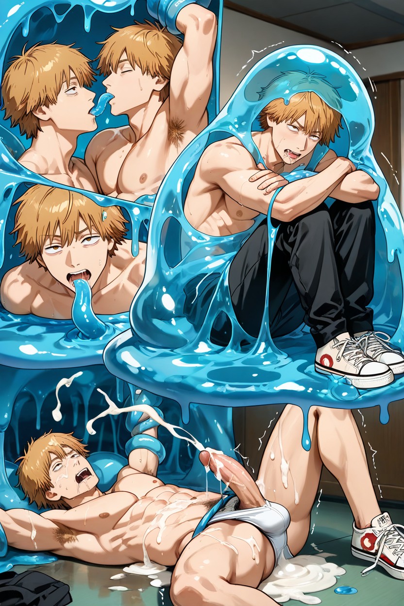Naked, Saliva Hypnotizing Man, Wearing Converse Sneakers AI Gay Porn