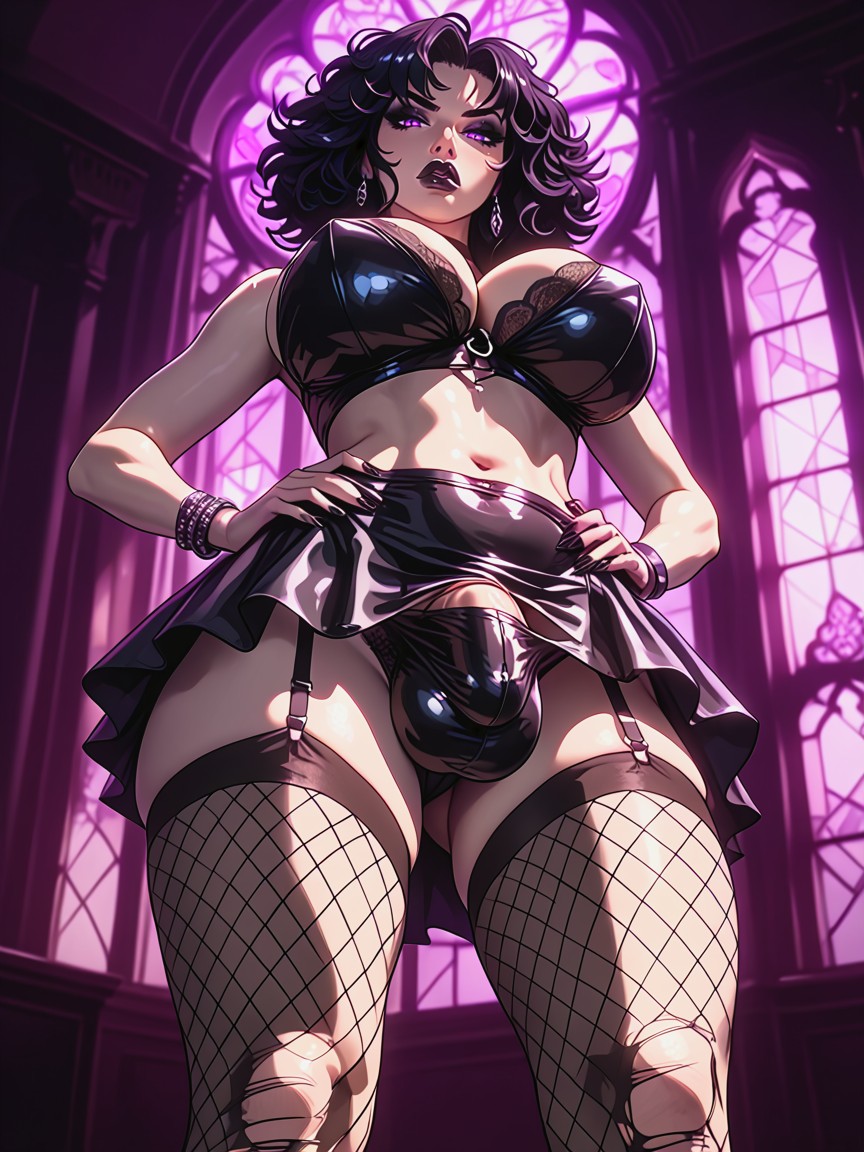 Goth Futanari, Low View, Leg Bent Porno IA transsexuelle