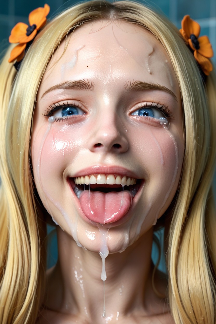 Dripping Teeth, Eyebrows Up, Excessive Drool Leaking Out Of Mouth AI Porn