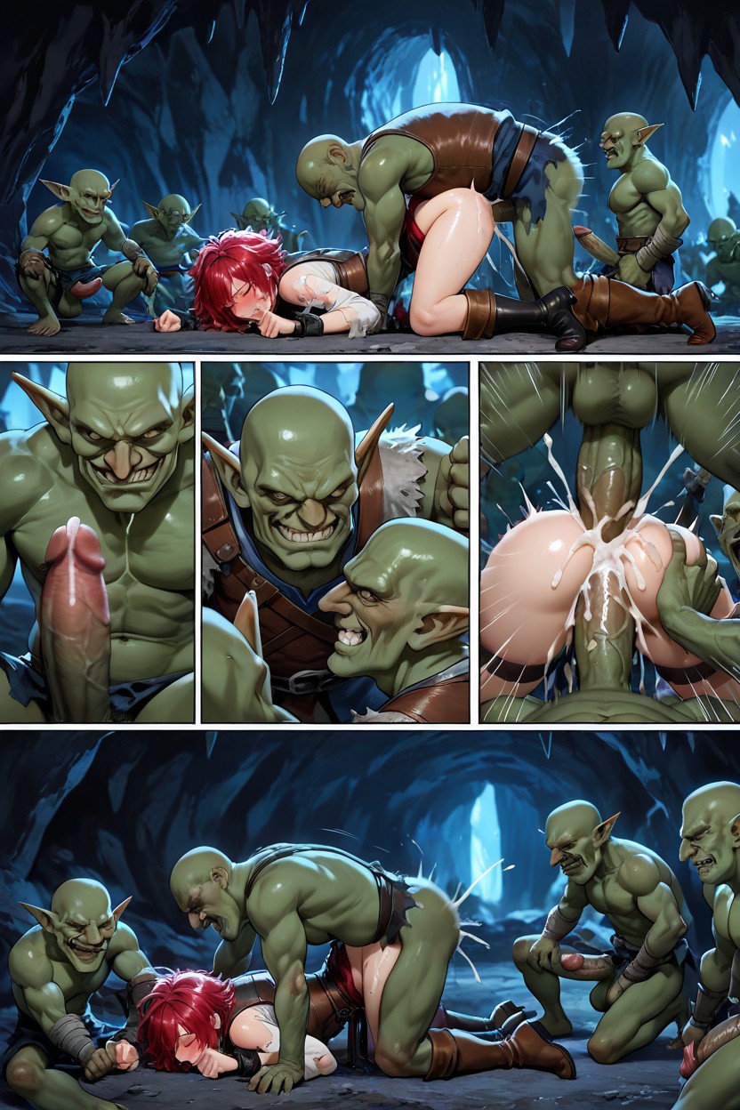 Anal Sex, Cave, Goblin Smirking AI Gay Porn