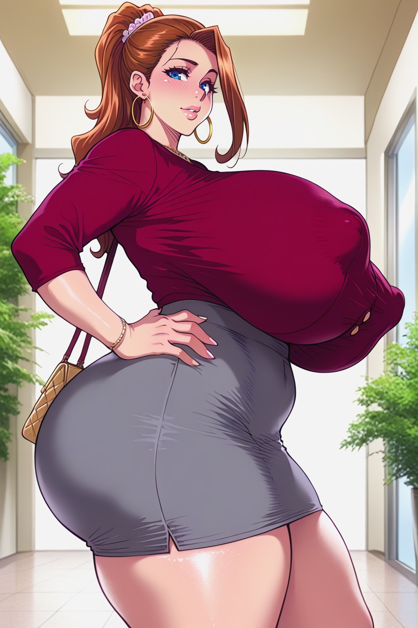 Gigantic Colossal Tits, Hands On Hips, Gigantic Colossal Sagging Breast Hentai AI Porn