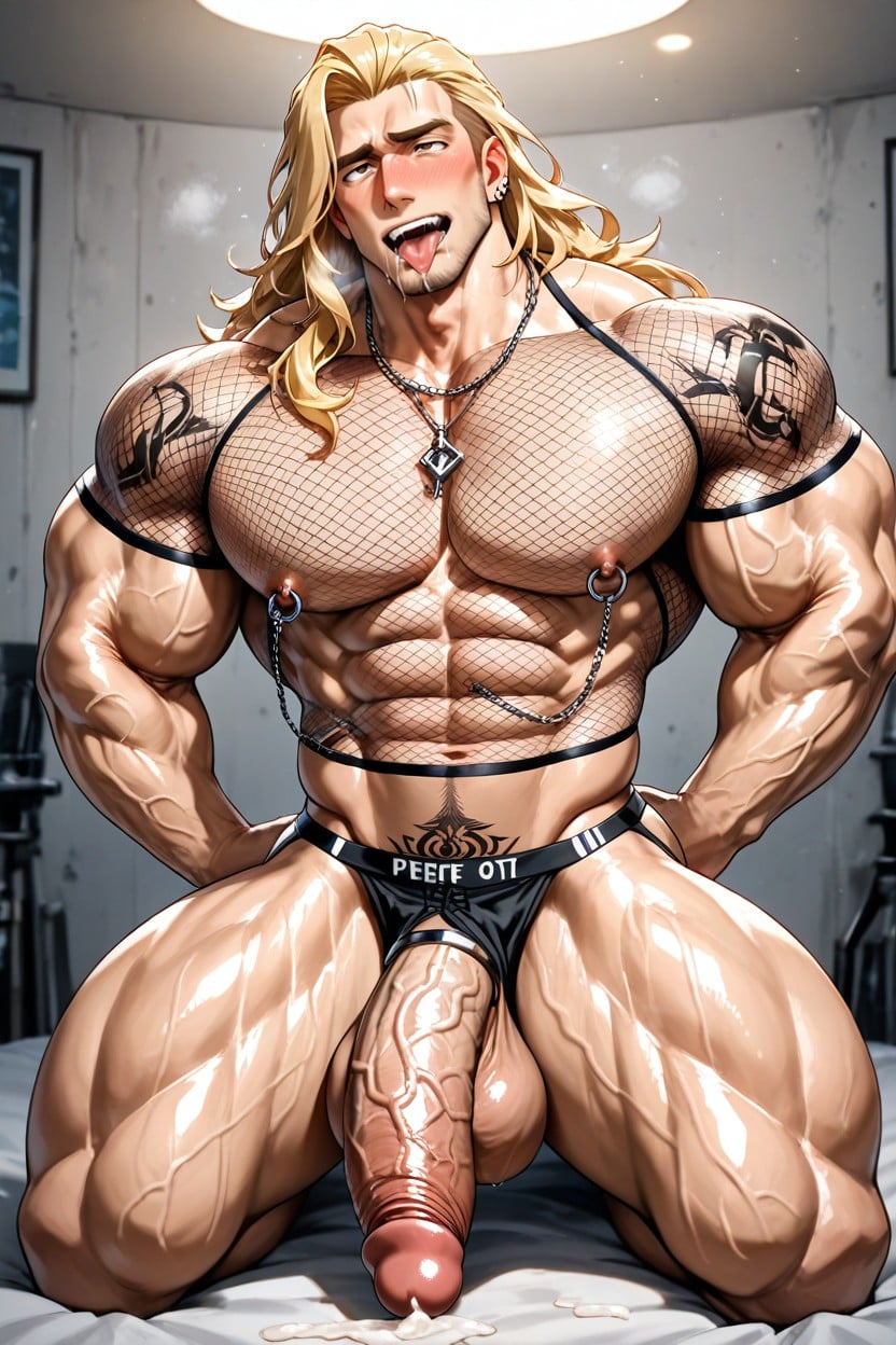 Hyper Waist, Kneeling, Hyper Ripped Growing Muscles AI Gay Porn