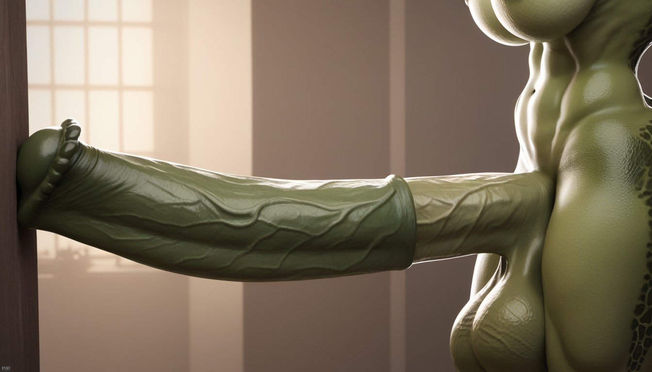 Penis Taking Over Room, Pulsing Veins, Side View AI Porn