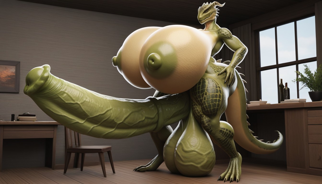 Mouth Agape, Scalie, Full Body AI Porn