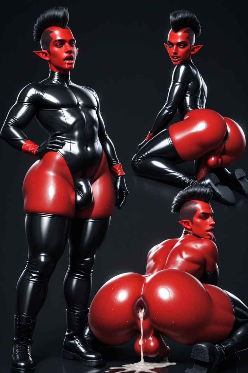 Oiled Skin, Cumshot, Erect Cock AI Gay Porn