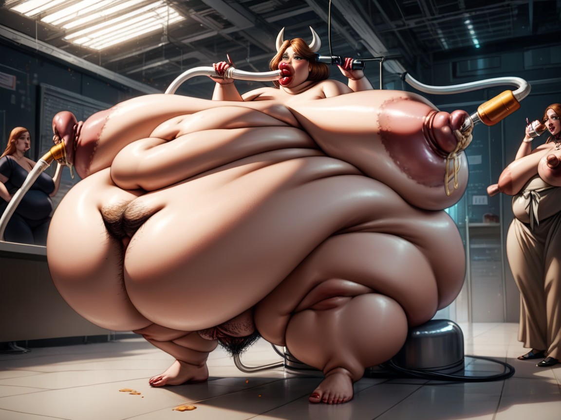 Morbidly Obese, Extremely Giant Ass, Arms Crossed BBW AI Porn