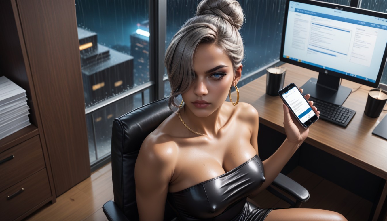 Blue Eyes, Focused On Breast, Raining AI Porn