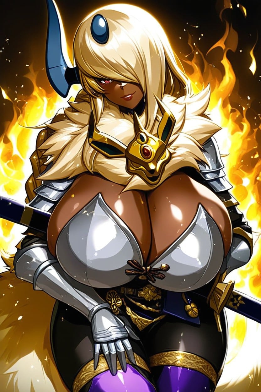 Voluminous Braided Ponytail, "the Fire Keeper From Dark Souls ", Red Eyes AI Porn