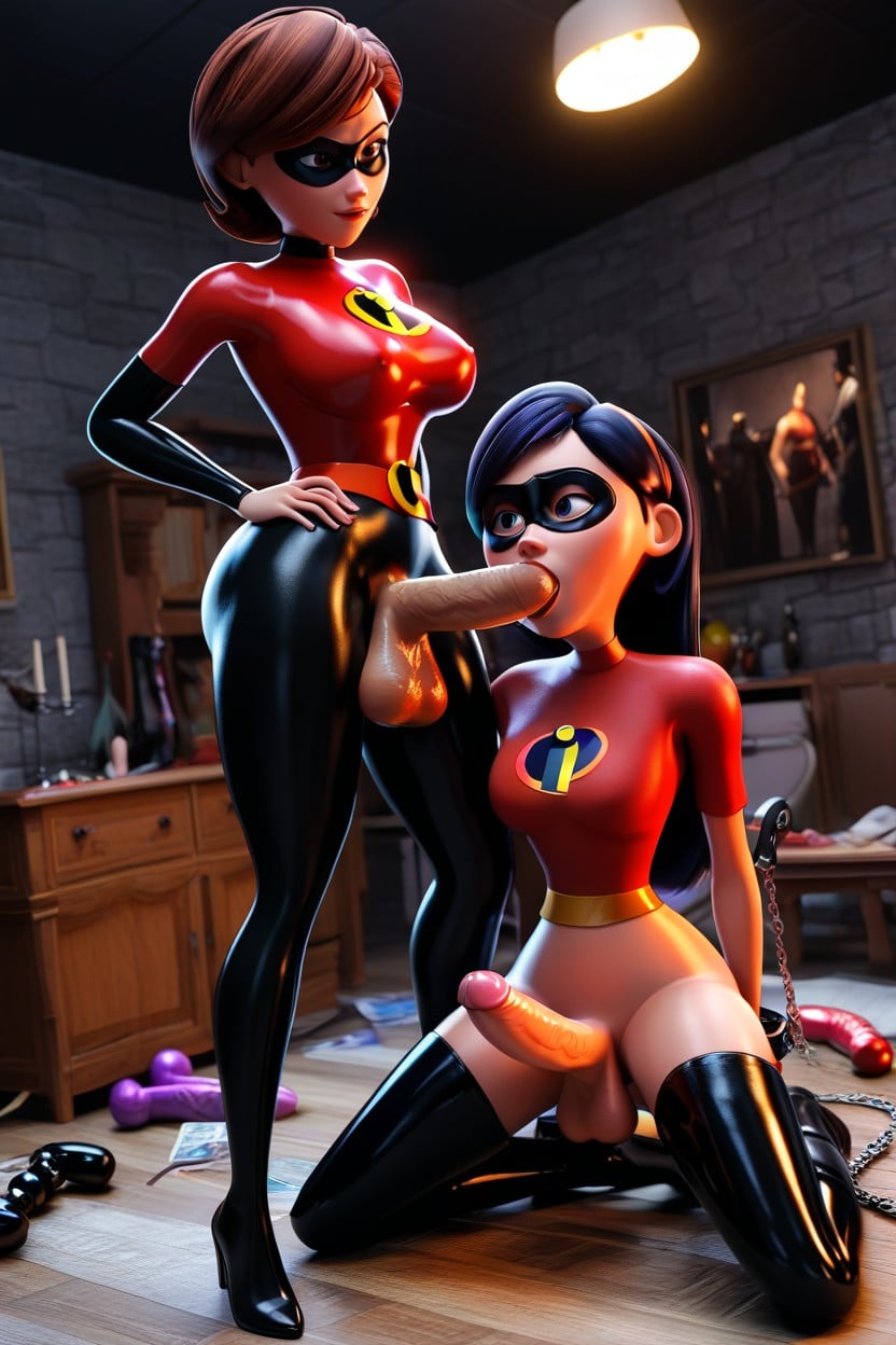 Time To Suck Mommy's Cock, Black Latex Eye Mask Helen Parr, 18+ Porno IA transsexuelle