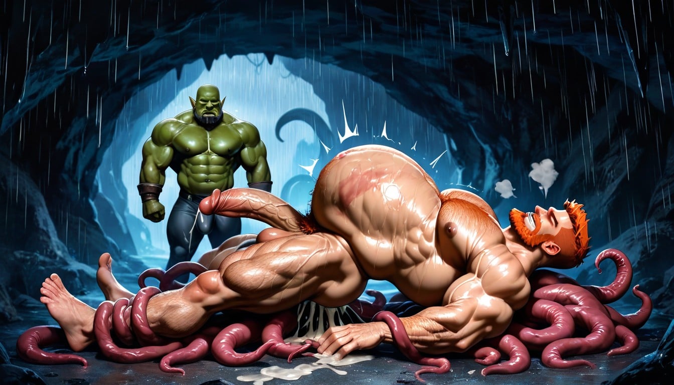 Behind Orc Standing, Laying, Massive Bodybuilder AI Gay Porn
