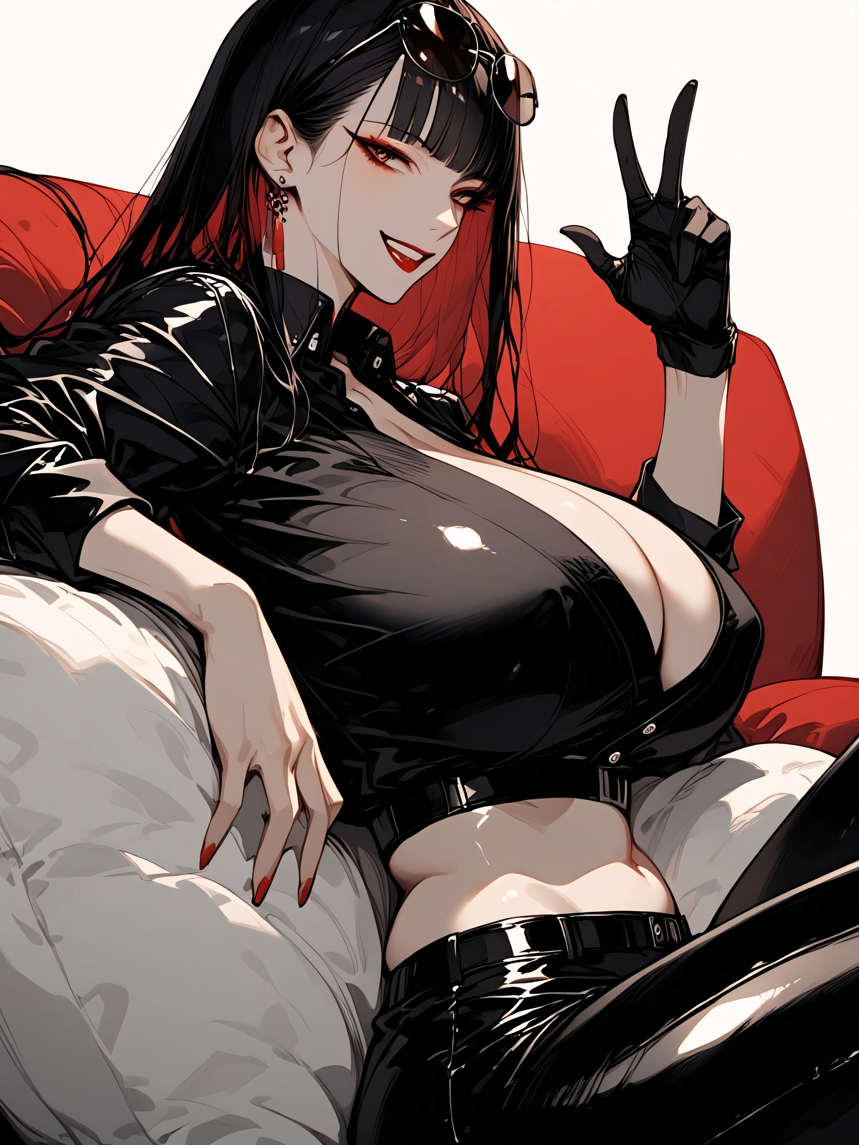 Sexually Alluring Cleavage, Her Massiver Areolas More Spilling Out Of Her Clothes, Wide Neck White Knit Cardigan Hentai AI Porn