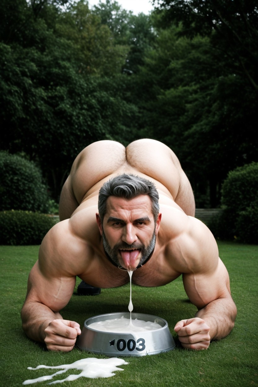 At Park At Night, Head Down Ass Up, Hairy AI Gay Porn