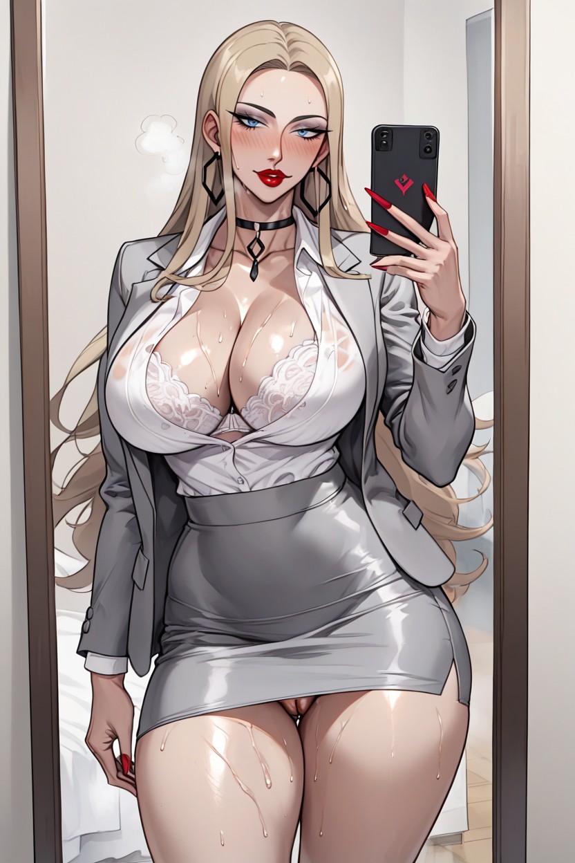 Busty, Long Legs, Long Black Eyelashes Hentai AI Porn