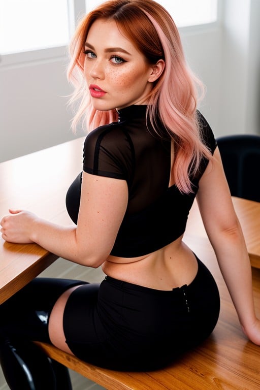 Defined Glossy Rosy Lips, Torso Upright, Long Lifted Lashes AI Porn