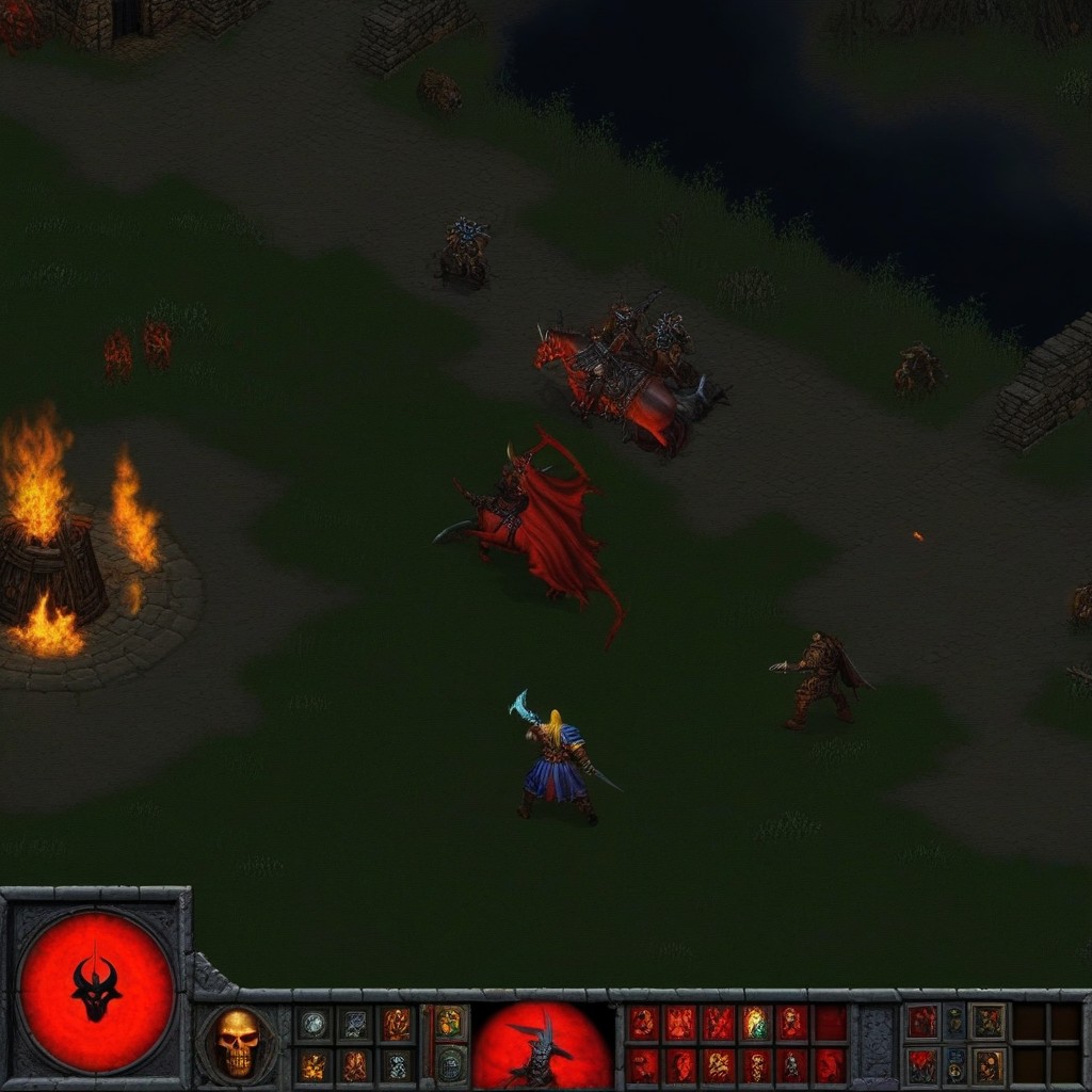 Classic Game Artstyle, Druid From Diablo_ Clashing Against From Diablo_, Create Screenshot From Classic Diablo_ Game AI Porn