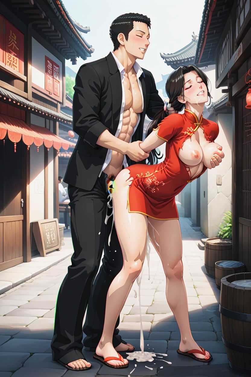 Ancient China, Gripping Breast, Muscular Black Man MILF AI Porn