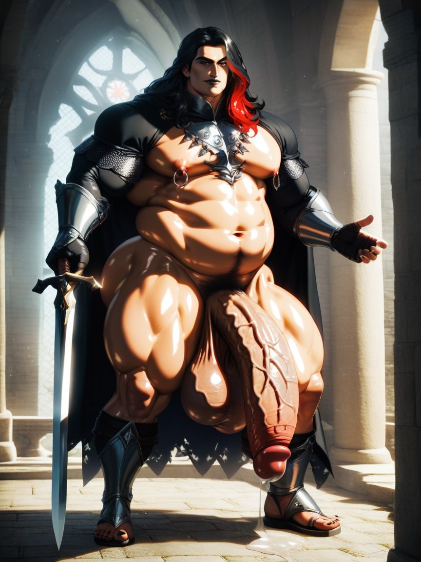 Morbidly Obese, Hyper Long Veiny Cock, Medieval Fantasy Castle Setting AI Gay Porn