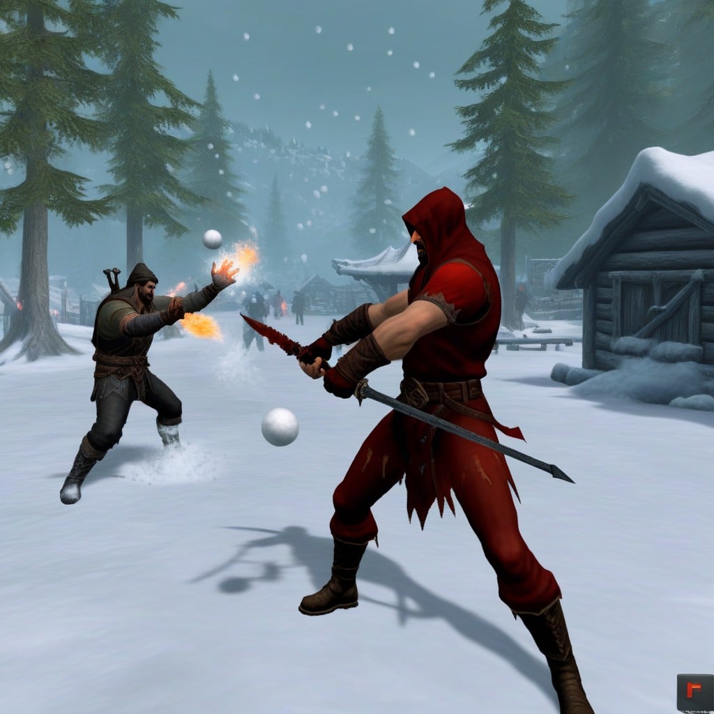 Classic Game Artstyle, Dynamic Snowball Fight, Motion Lines AI Porn