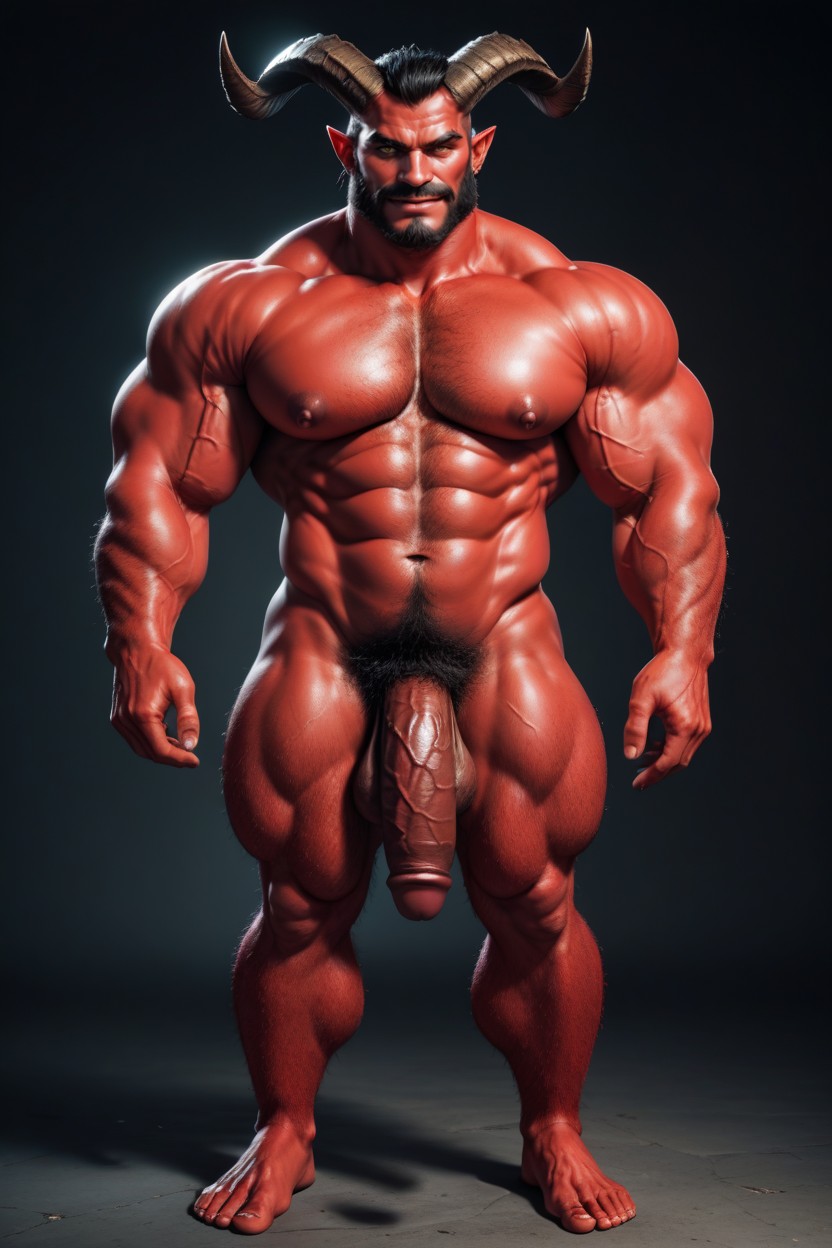 Pubic Hair, High Detailed, Red Skin AI Gay Porn