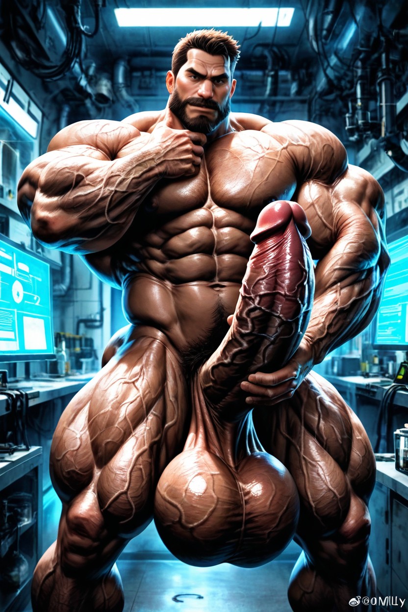 Penis Growing Fast, Hairy Body, Giant Muscle Daddy AI Gay Porn