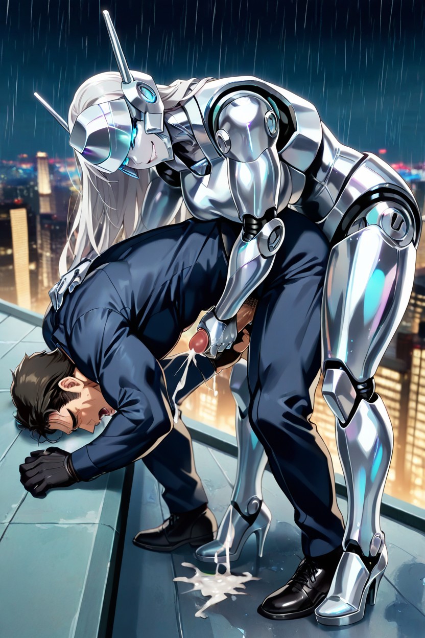 Reach Around Handjob, Full Body Shot, Long Length Hentai AI Porn