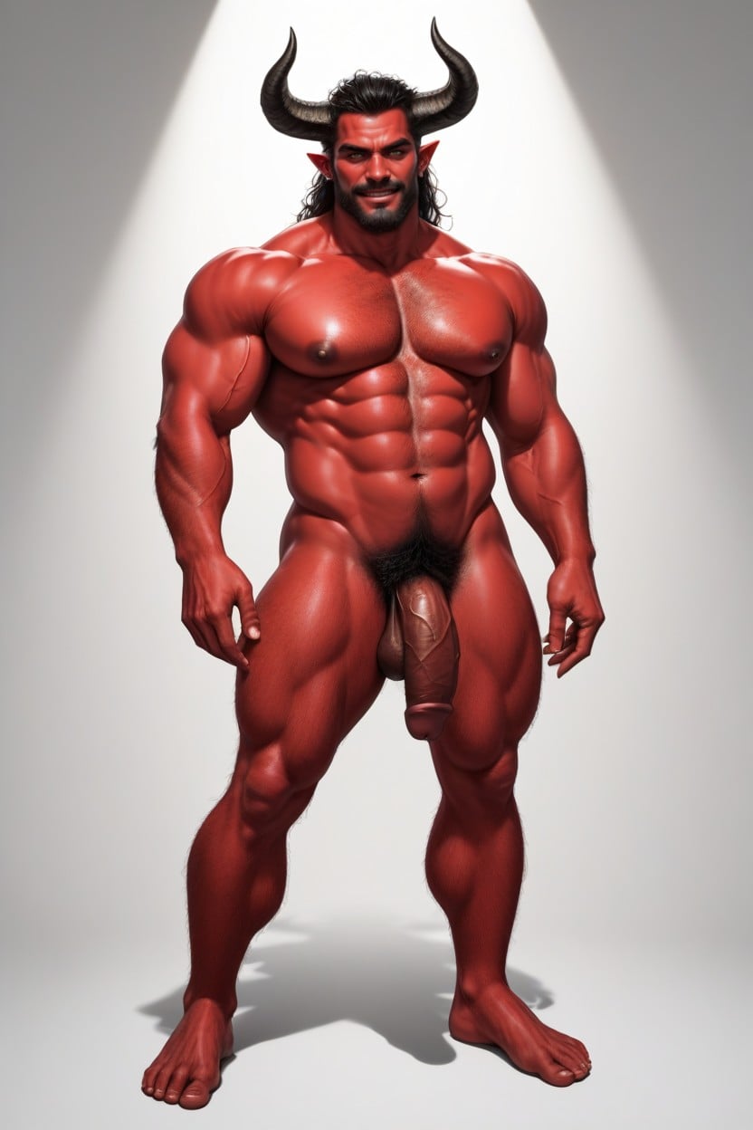 Pubic Hair All The Way To The Belly Button, High Detailed, Standing Orthogonality Facing Front AI Gay Porn