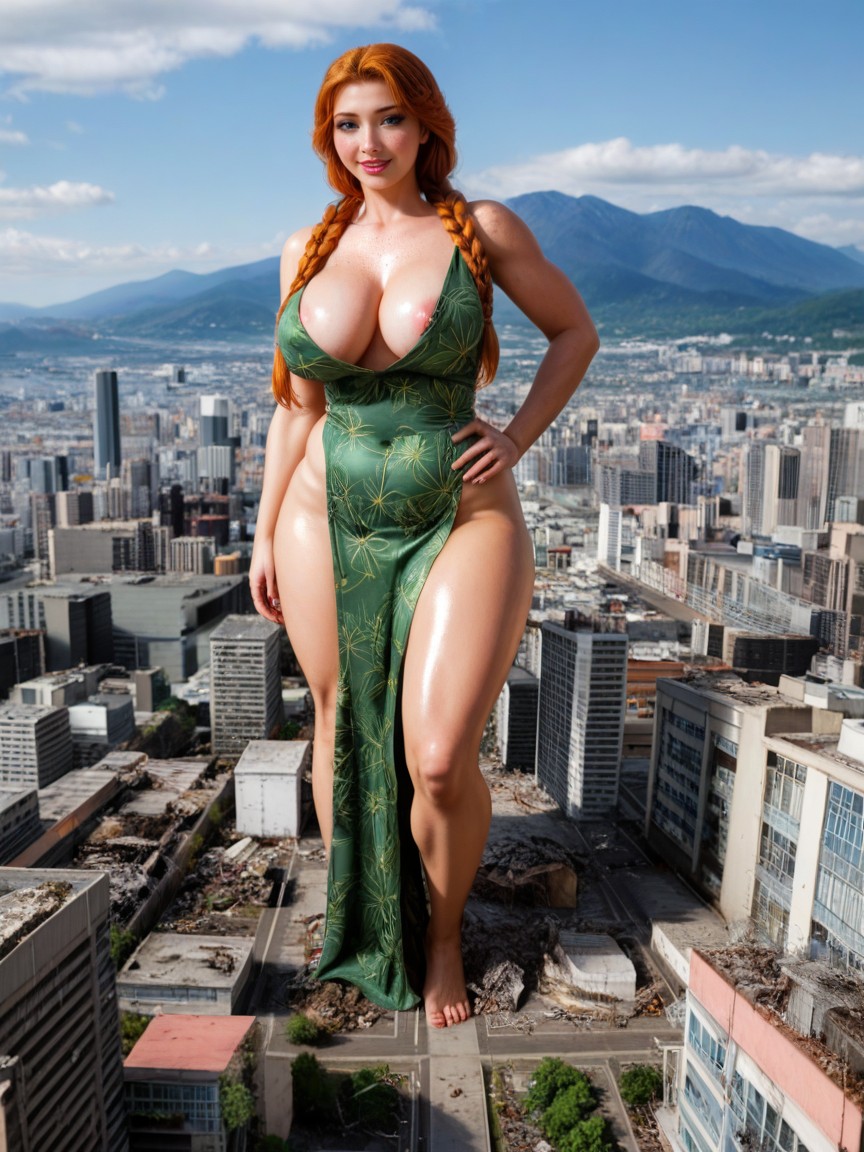 Barefoot, Detailed Face, Ginger Hair AI Porn