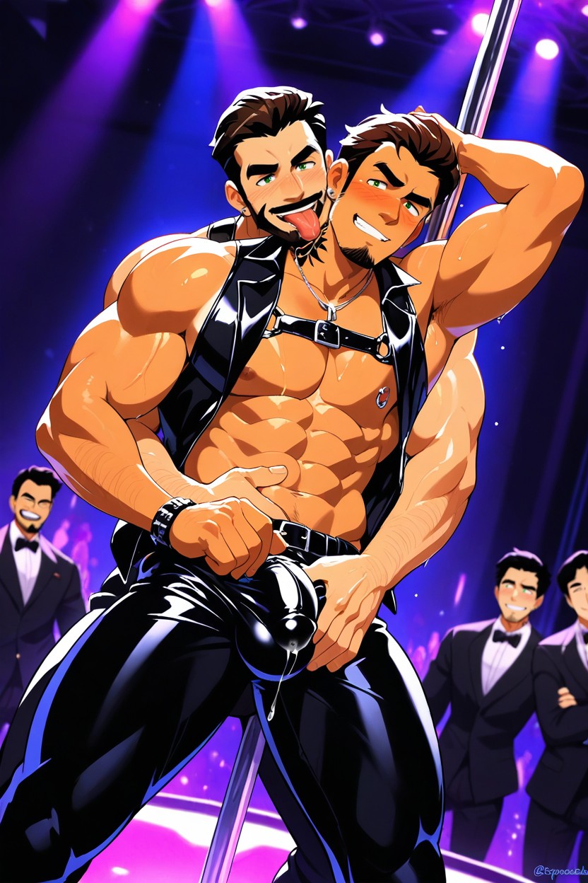 Hipermasculine Tanned Hypermuscular Man, Hug, Bulge AI Gay Porn