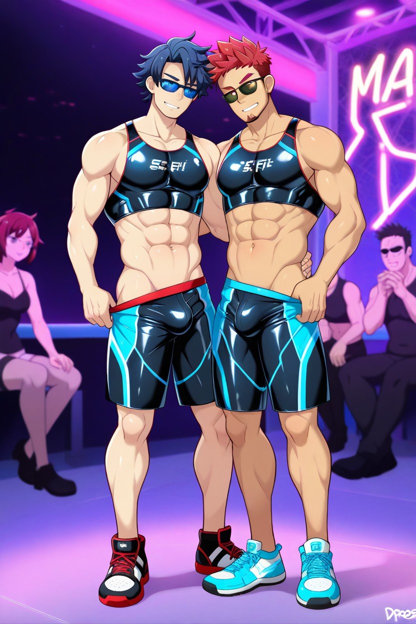 2 People, Red Trim Sci-fi Bulge, Red Hair AI Gay Porn