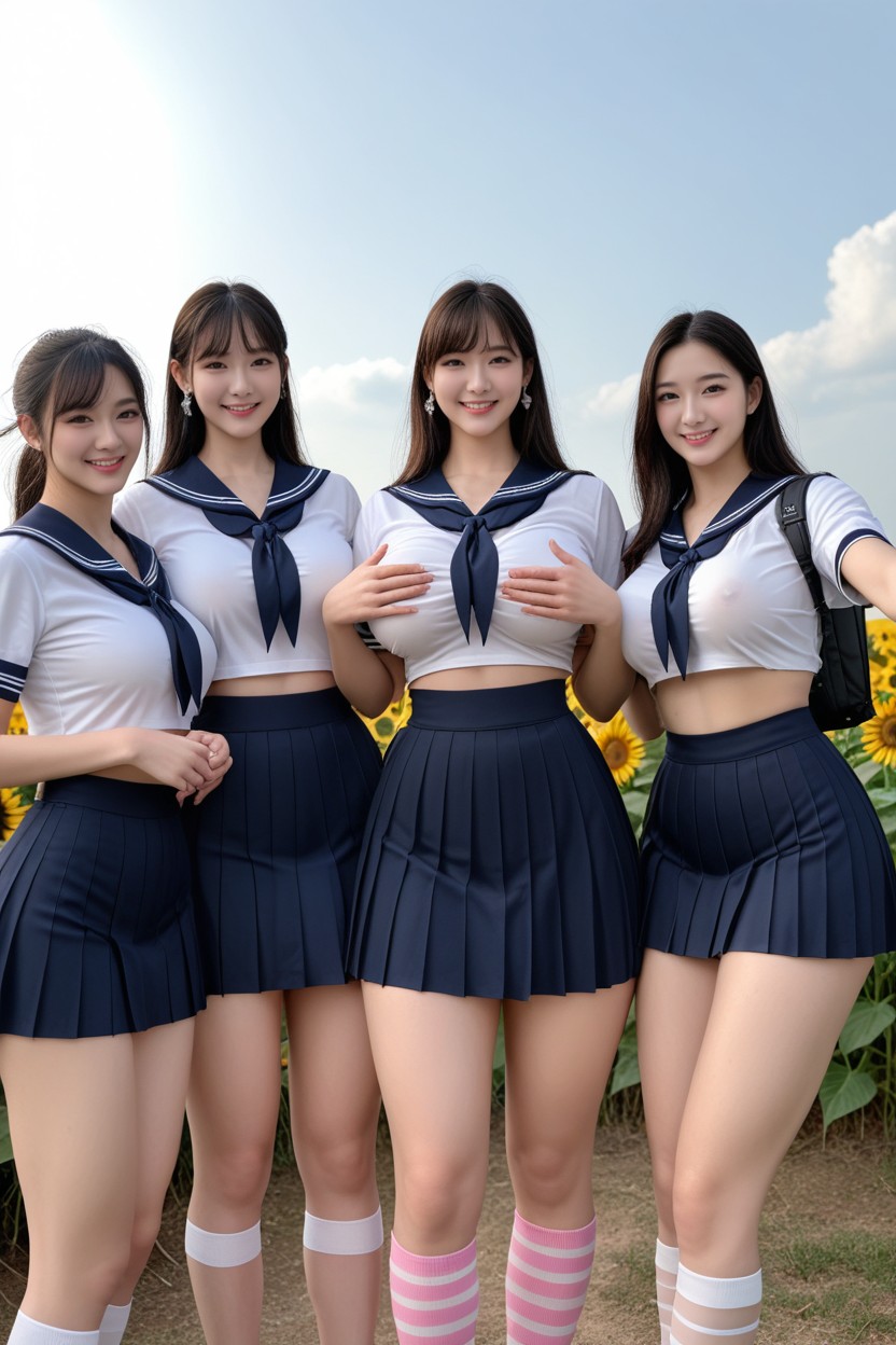Huge Saggy Breasts, Brunette, Korean Idol Face AI國產黃片