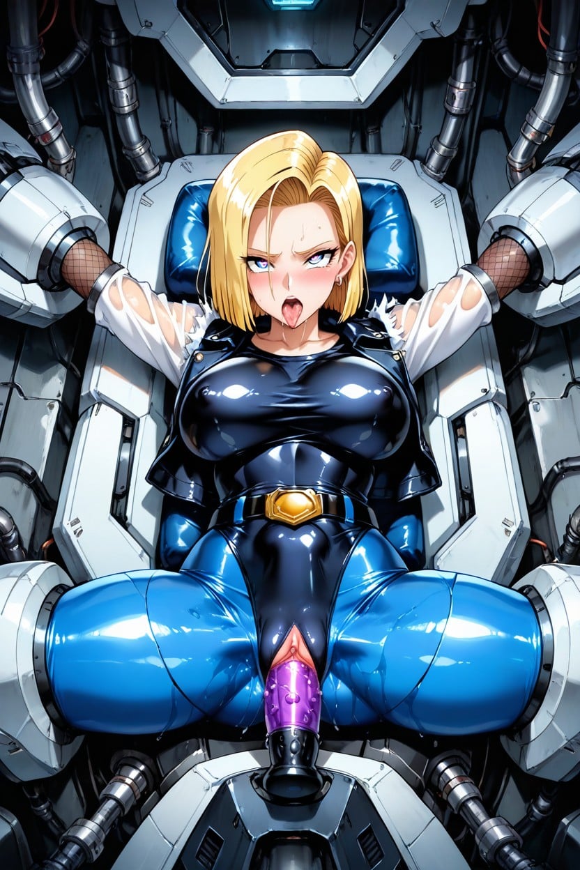 Detailed Crotch Contour, Eyes Rolled Back, Wearing Modified Taimanin-style Suit AI黄漫