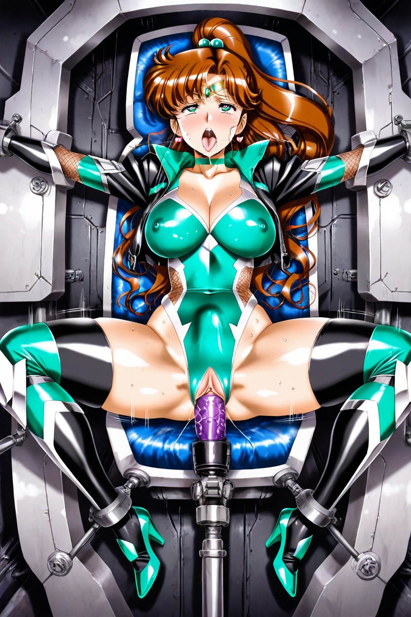Heart-shaped Pupils In Eyes, A Detailed Illustration Of Sailor Jupiter From Sailor Moon, Skin-tight Latex Hentai AI Porn