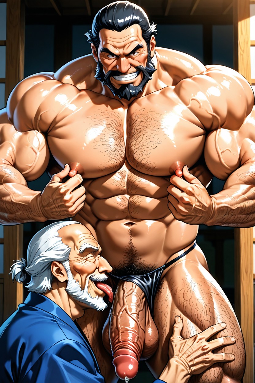 Hairy Armpits, Evil Grin, Huge Glans AI Gay Porn