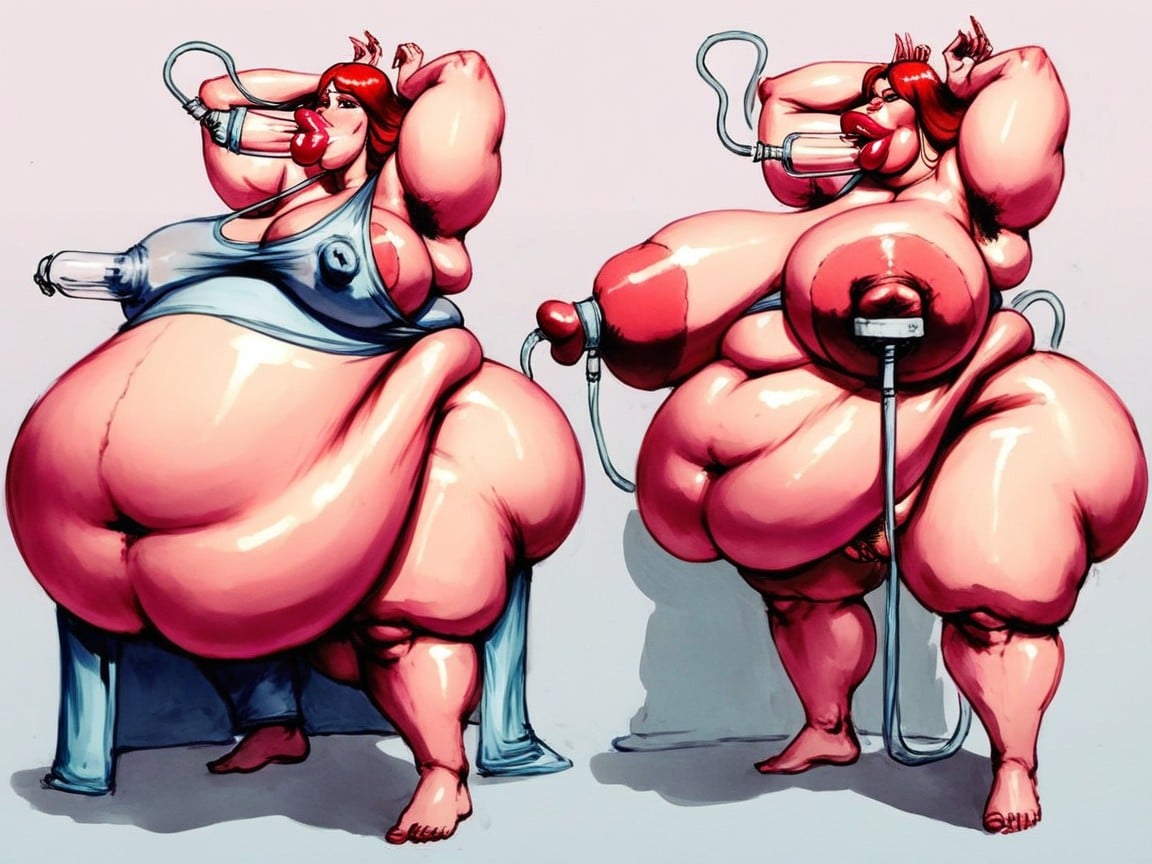 Weight Gain Sequence, 목욕가운, Extremely Long Nipples AI 포르노