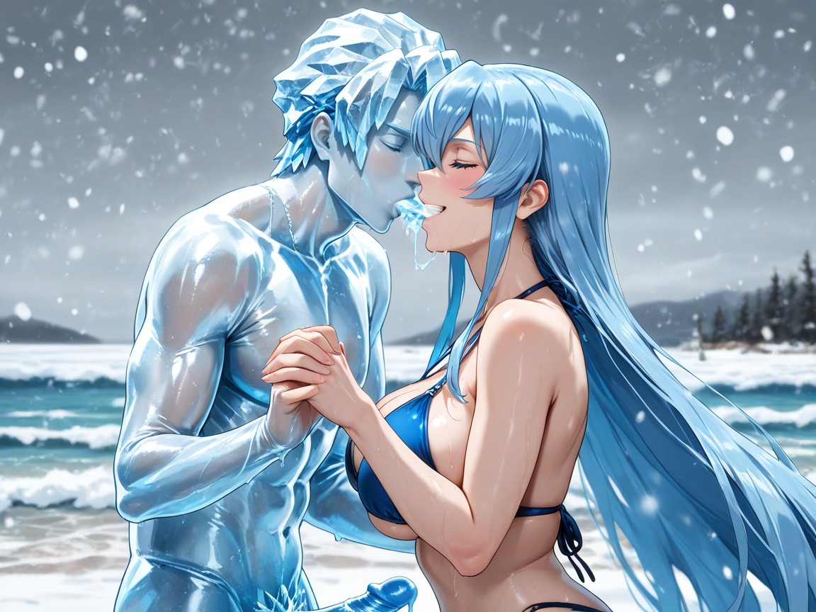 Underboob, Scenery, Grey Skies Hentai IA