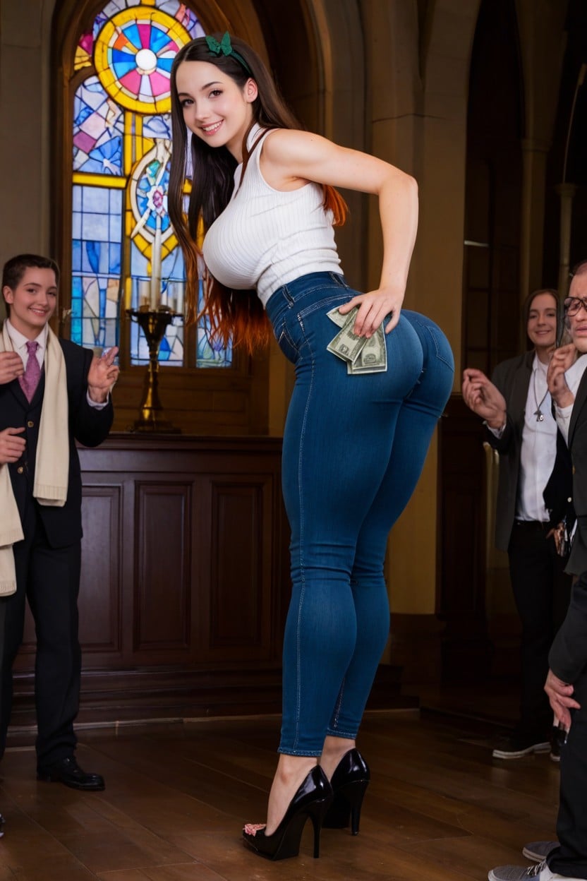 Focus On Perfect Ass, Hyper Sexy Waist, Fully Dressed AI Porn