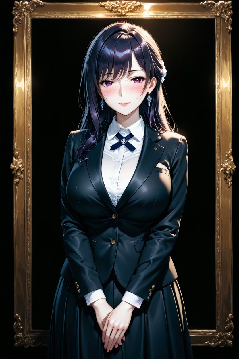 Close Body Framing, Simple Black Background, Detailed Hentai AI Porn