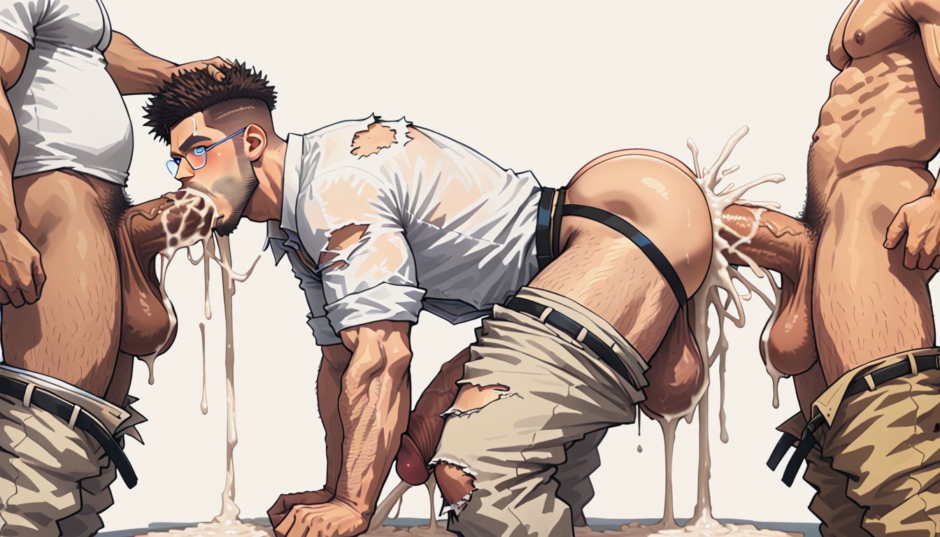 Thick Dicks Inside Ass And Mouth, Exposed Round Asshole, 30+ AI Gay Porn