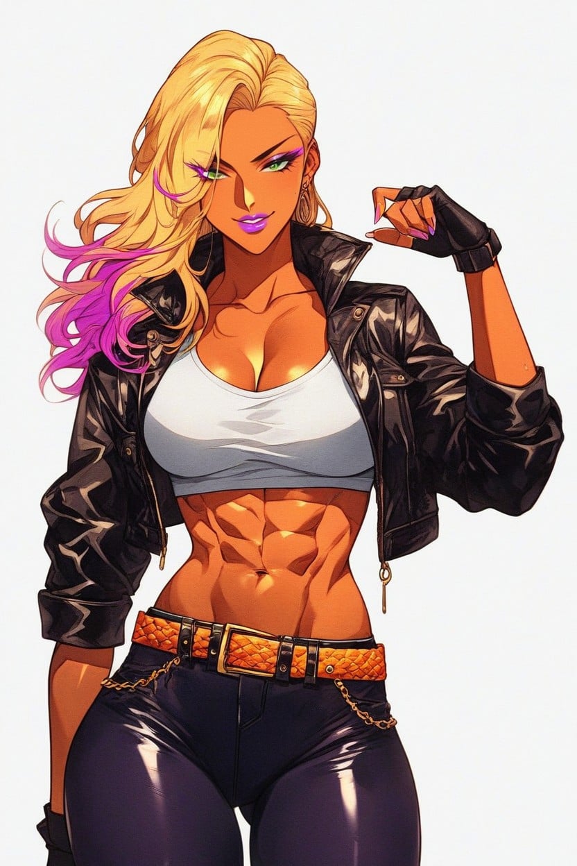 Orange Leather Jacket, Build, Fingerless Gloves Hentai IA