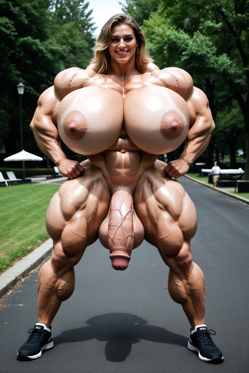Massive Muscurlar Woman, Muscular Female, Many People Around Porno IA transsexuelle