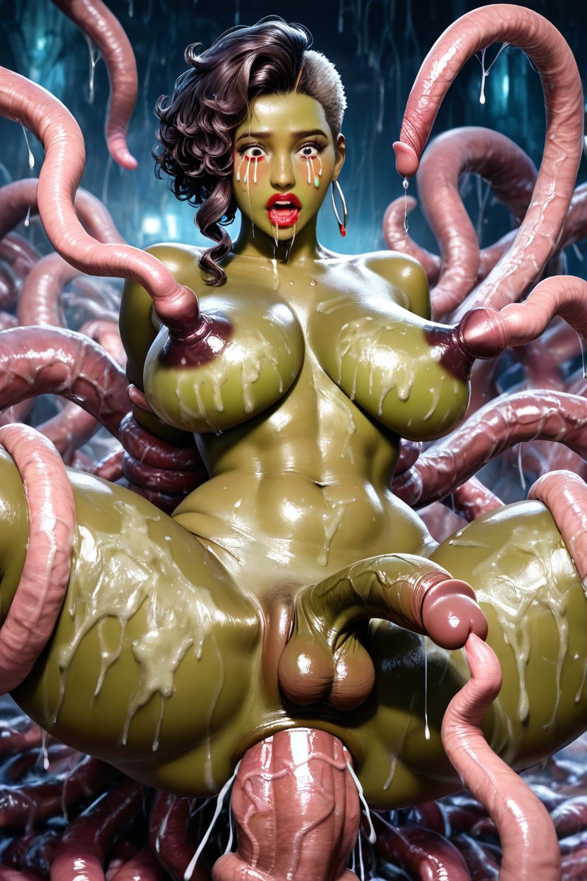 Dark Red Lipstick, Thick Thighs, Thick Lips AI Porn