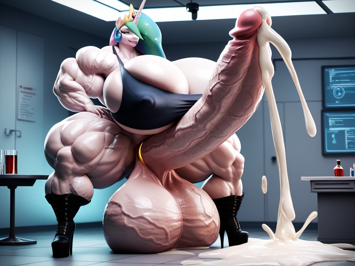 Saggy Balls, Impossibly Long Hyper Penis, Absurdly Oversized Veiny Futanari Cock Furry AI Porn