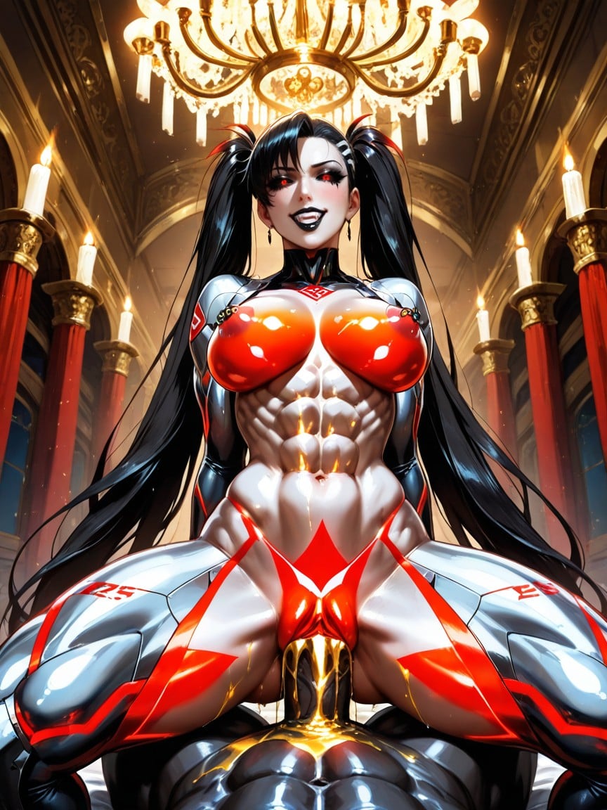Her Pussy Is Soaking Wet With Metallic Gold Liquid Everywhere, Golden Diadem Floating Above Head, Ribs Can Be Seen AI Porn