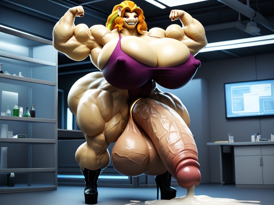 Hyper Cock Futa, Form Fitting Clothes, Impossibly Swollen Cock Veins Furry AI Porn