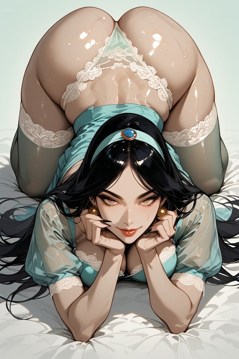 On The Bed, Skinny, Naughty Face Hentai AI Porn