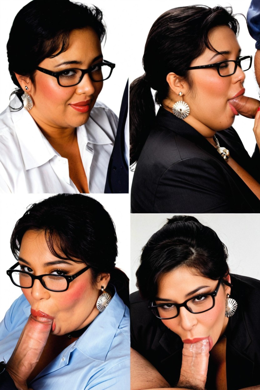 Id Photo Style Image, Plump Large Lips, Passionate Sucking Dick BBW AI Porn