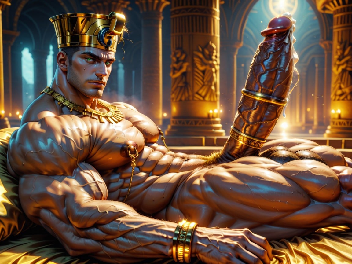 Cosplaying, Golden Ornate Cock Ring, Dynamic Seductive Pose AI Gay Porn